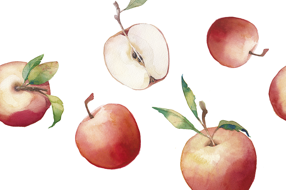 Tecknade Röda Äpplen Mot Vit Bakgrund