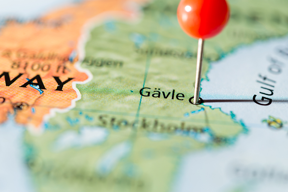 Molnjuridik; Gävle Markerad Med Nål På En Karta