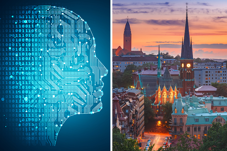 Göteborg Under Kvällen Och Ett Ai Huvud; Kommun, Ai