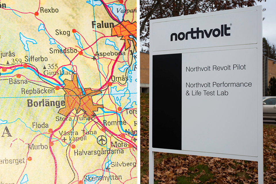 Bild På Sverigekarta Och Northvolt Skylt