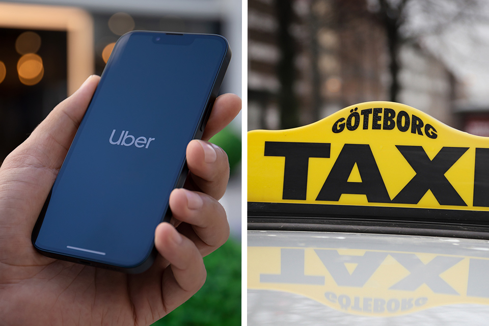 Bild På Uber App Och Taxi Göteborg Skylt